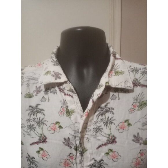 Tommy Bahama Mens Medium M Linen Cotton Short Sleeve Button Up Hawaiian Shirt - Picture 2 of 13